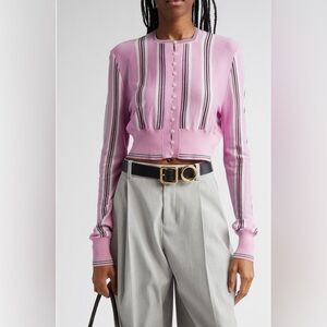 NWT Jacquemus Spiaggia Cropped Wool Cardigan Sweater 40 US8 in Pink Multi